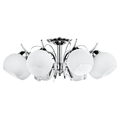 Stropné svietidlo, chróm, nikel matný, sklo biele, K5 kryštály, Ø 630, V: 240, bez žiaroviek 8xE14,