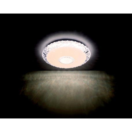 Stropné svietidlo, kov biely, akryl biely, trblietavý efekt, priehľadné akrylové krištále, stmievate 20