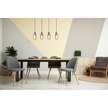 Závesné svietidlo, kov čierny, sklo dymovej farby, kábel PVC čierny, možnosť skrátenia výšky, DxŠxV: 1