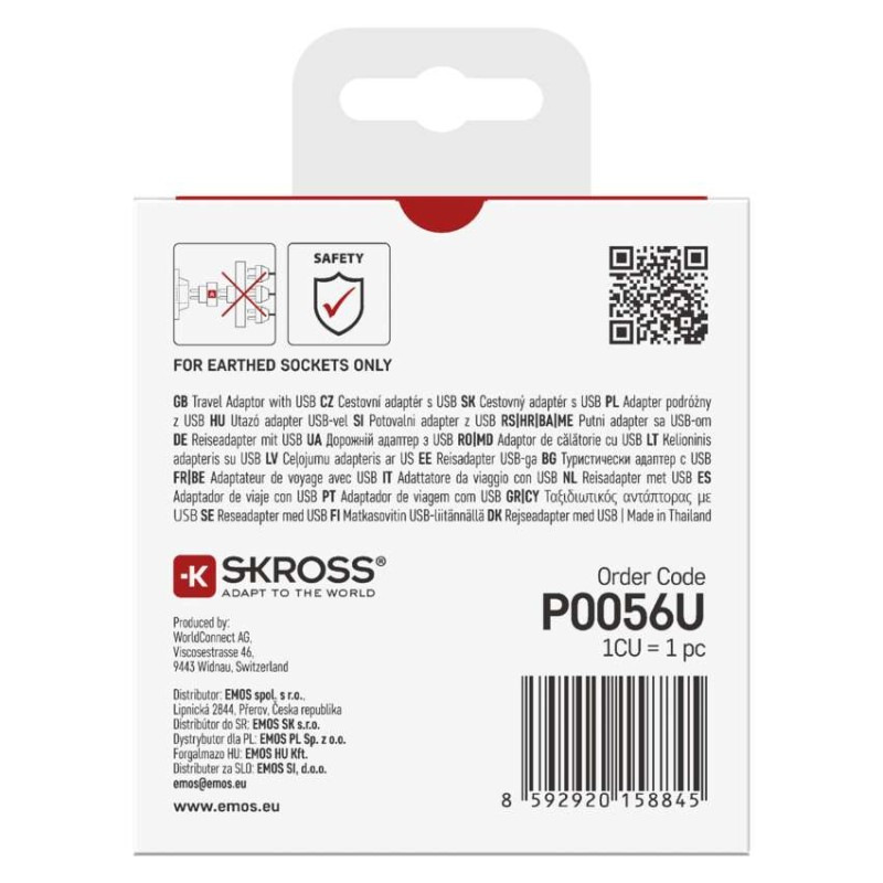 Cestovný univerzálny adaptér do zahraničia (USA, Ázia, Afrika), 1×USB-C, 1×USB-A 9