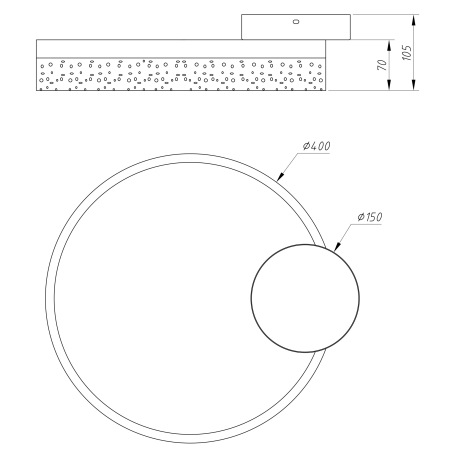 Stropné svietidlo, kov biely, akryl s bublinami, kruh Ø 40 cm, DxŠxV:435x400x105, vrátane 1xLED 24W 14