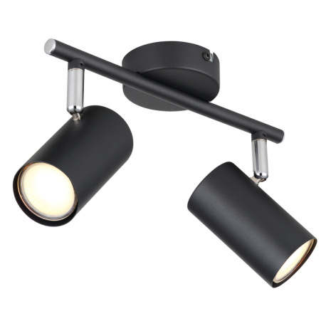 Nástenné svietidlo, kov čierny matný, chróm, DxŠxV: 250x100x135mm, bez žiaroviek 2xGU10, max. 25W 23