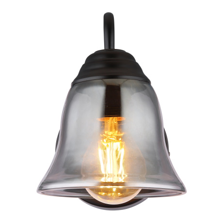 Nástenné svietidlo, kov čierny matný, sklo dymové, ŠxV: 135x185mm, H: 203mm, bez žiarovky 1x E27, ma 12
