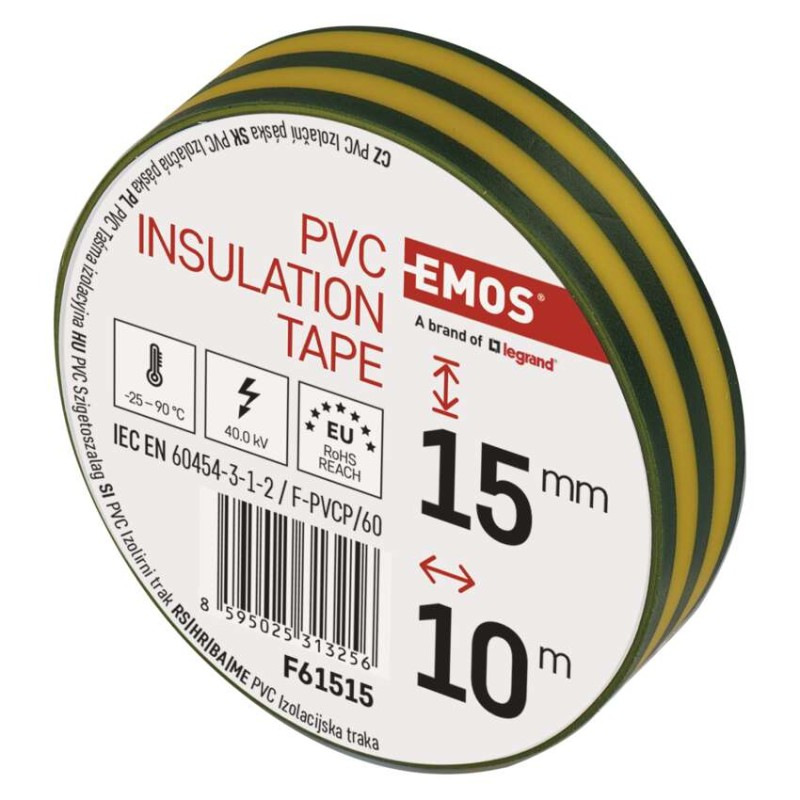 Izolačná páska PVC 15mm / 10m zelenožltá 3