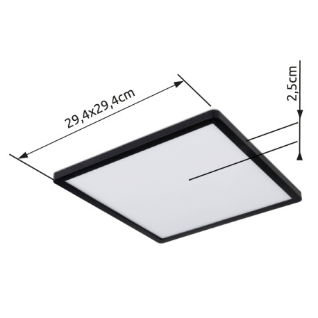 Stropné svietidlo, plast čierny, plast satinovaný, plast biely, podsvietenie, 3 úrovne osvetlenia po 12