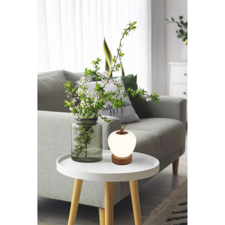 Nabíjateľná stolová lampa, hnedý matný kov, plast biely, čierny PVC kábel, dotykové zapnutie/vypnuti 11