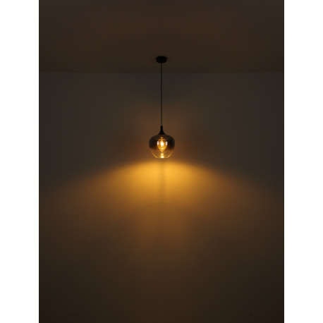 Stojacia lampa kov čierny matný, dymové sklo, textilný kábel čierny, vypínač na kábli, DxŠxV: 390x25 11