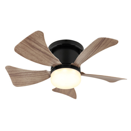 Stropný ventilátor, kov čierny matný, plast imitácia tmavého dreva/biely, stmievateľný, niekoľko úro 10