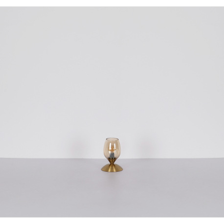 Stolové svietidlo, kov mosadz, sklo jantárové, kábel PVC čierny, dotykové zapínanie/vypínanie, ø: 12 12