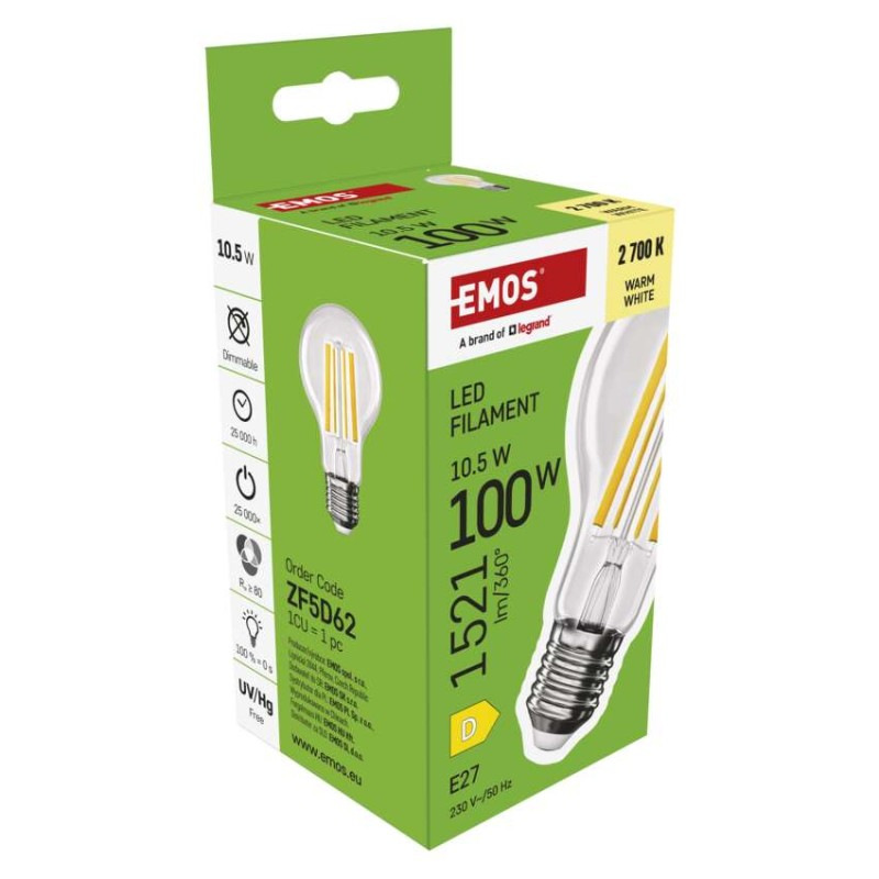 LED žiarovka Filament A60 / E27 / 10,5 W (100 W) / 1521 lm / Teplá biela 6