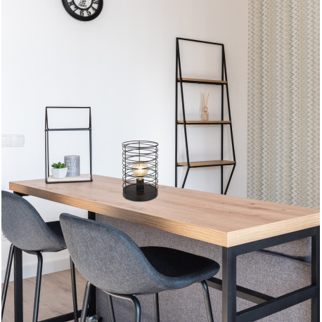 Stolová lampa, kov čierny, vypínač, Ø200, V:300, bez žiarovky 1xE27, max. 60W 230V 9