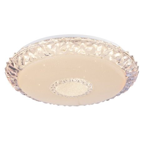 Stropné svietidlo, kov biely, akryl biely, trblietavý efekt, priehľadné akrylové krištále, stmievate 5