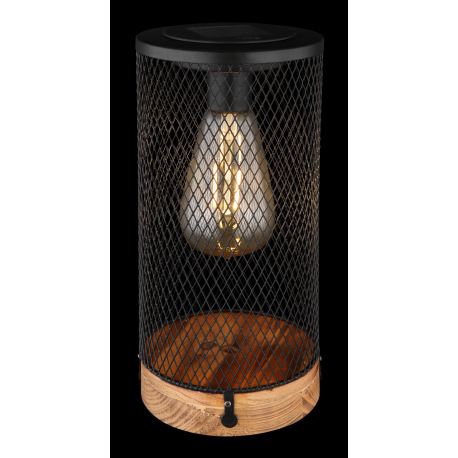 Solárne svietidlo, drevo, plast čierny, kovové opletenie čierne, plast priehľadný, vypínač, akumulát 2