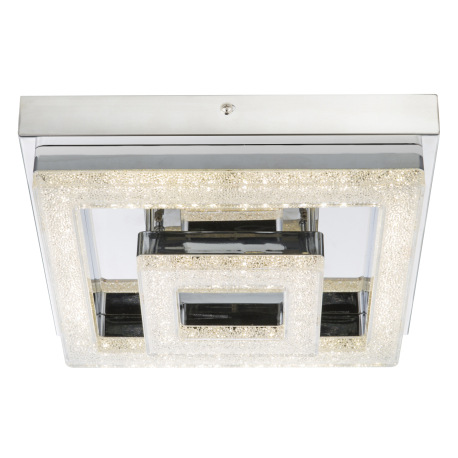 Stropné svietidlo, nerezová ocel, biely akryl, akrylové krištále priehľadné, DxŠxV: 260x260x85 vráta 6