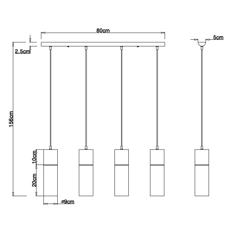 Závesné svietidlo, kov čierny, dymové sklo, kov čierny, textilný čierny kábel, DxŠxV:800x90x1560mm, 17