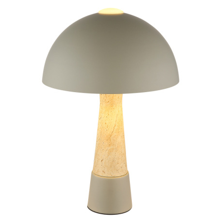 Stolová lampa, kov, matná sivá, imitácia travertínu, čierny PVC kábel, kolískový vypínač na kábli, ø 9