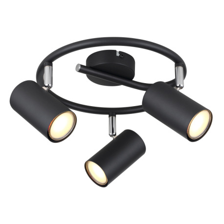 Stropné svietidlo, kov čierny matný, chróm, ø: 250mm, V: 135mm, bez žiaroviek 3xGU10, max. 25W 230V