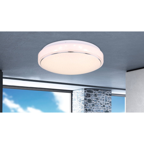 Stropné svietidlo, kov biely, plast biely, chróm, trblietavý efekt, Ø285, V:75, vrátane 1xLED 18W 23 7