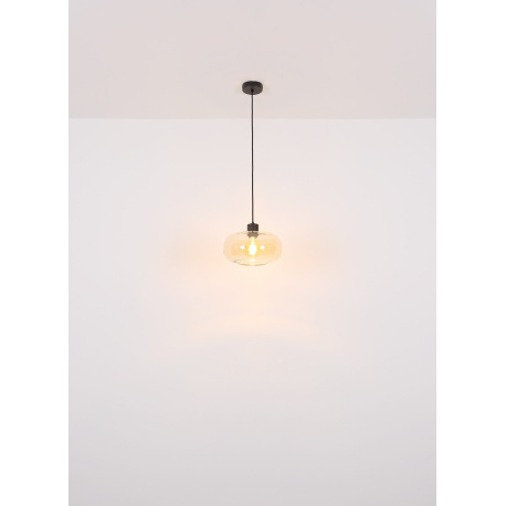 Stropné svietidlo kov čierny matný, sklo jantárové, ø: 280mm, V: 205mm, bez žiarovky 1x E27 40W 230V 11