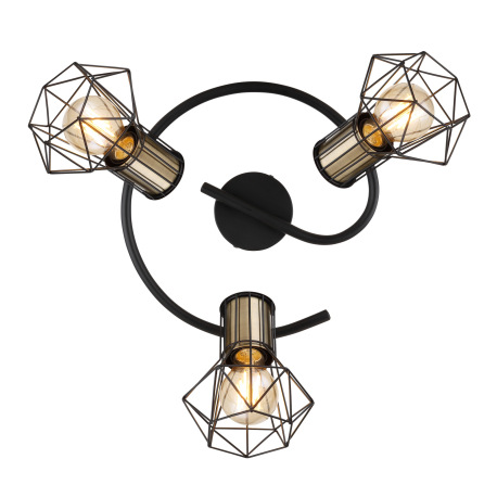 Stropné svietidlo, kov čierny, kovová mriežka čierna, ø: 285mm, V:190mm, bez žiaroviek 3x E27, max. 4