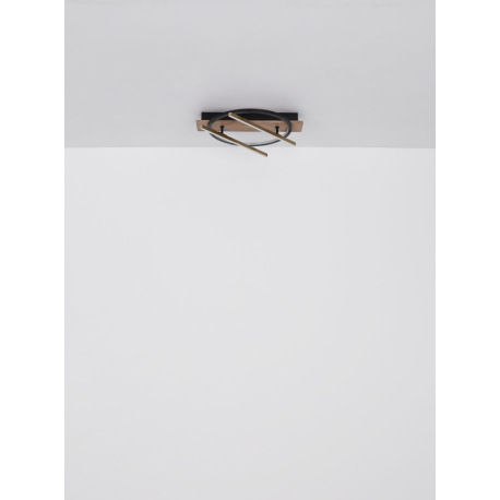 Stropné svietidlo, kov vzhľad dreva, hliník čierny matný, silikón biely, výkyvné rameno, ø: 405 mm, 8