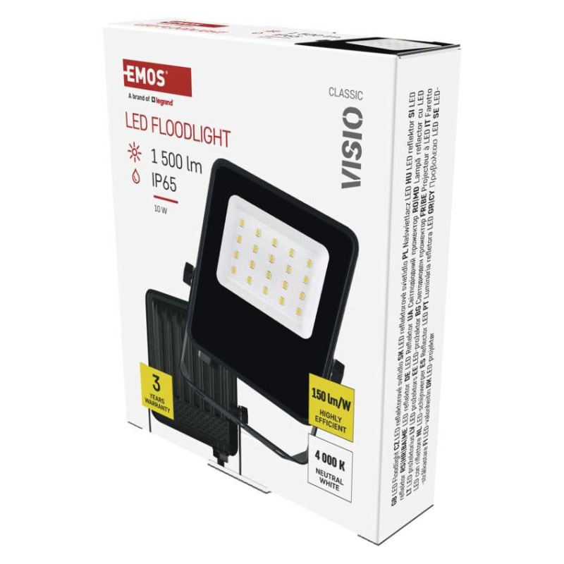 LED reflektor VISIO čierny, 10W neutrálna biela