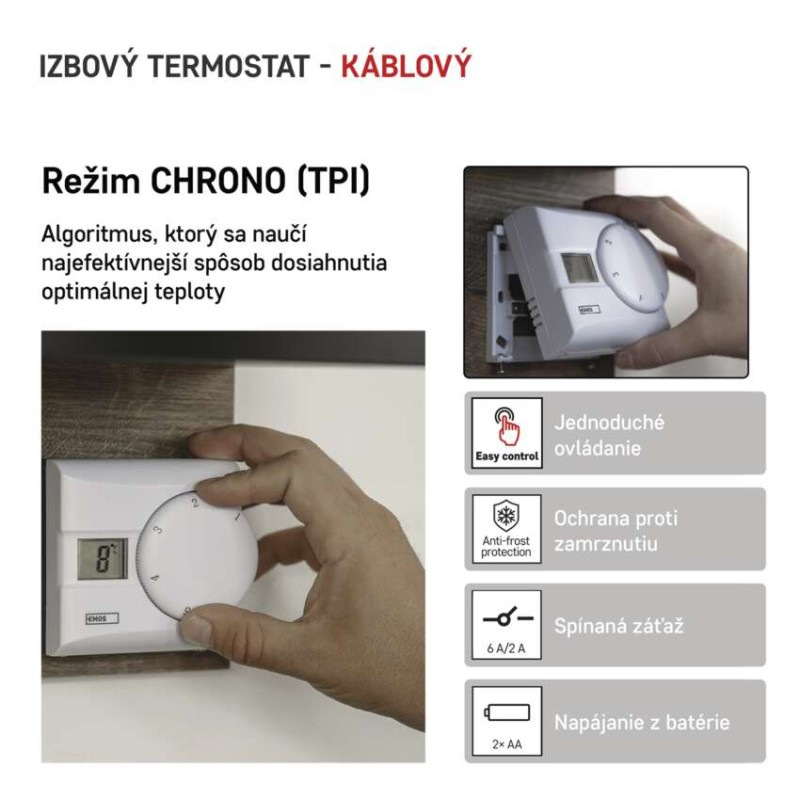 Izbový manuálny drôtový termostat P5603R 1