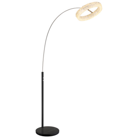 Stojacia lampa, matný čierny kov, číry akryl, číre sklenené kryštály, čierny PVC kábel, dotykové zap 14