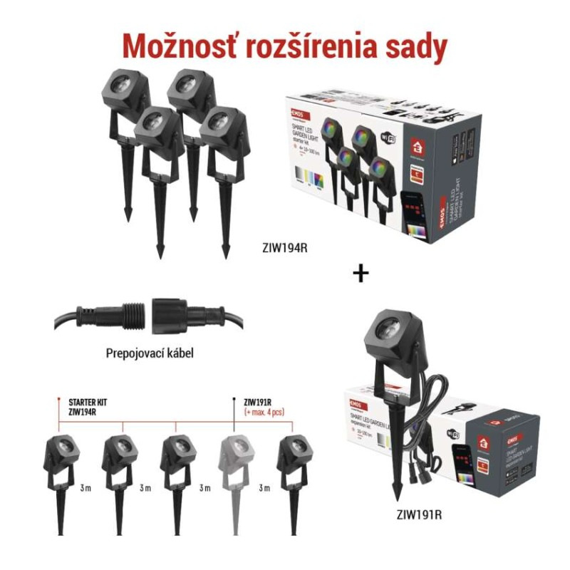 GoSmart vonkajšie LED bodové svetlo, rozširujúca sada, 1 kus, 1,5 W, RGBIC stmievat., WiFi 1