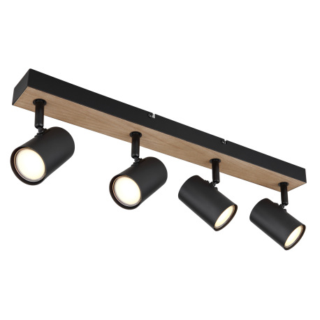 Stropné svietidlo kov čierny matný, MDF, imitácia tmavého dreva, DxŠxV: 555x60x135mm, bez žiaroviek