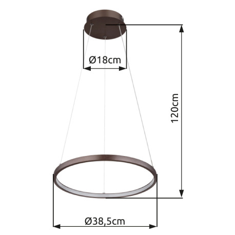 Závesné svietidlo, kov kávová farba matná, plast biely, kábel PVC transparentný, výškovo nastaviteľn 7