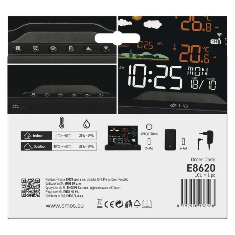 Domáca bezdrôtová meteostanica E8620 12