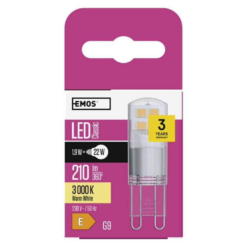 LED žiarovka Classic JC / G9 / 1,9 W (22 W) / 210 lm / teplá biela 5