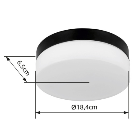 Vonkajšie svietidlo hliník čierny matný, sklo biele, IP44, ø: 184mm, V: 65mm, bez žiarovky 1x E27 IL 7