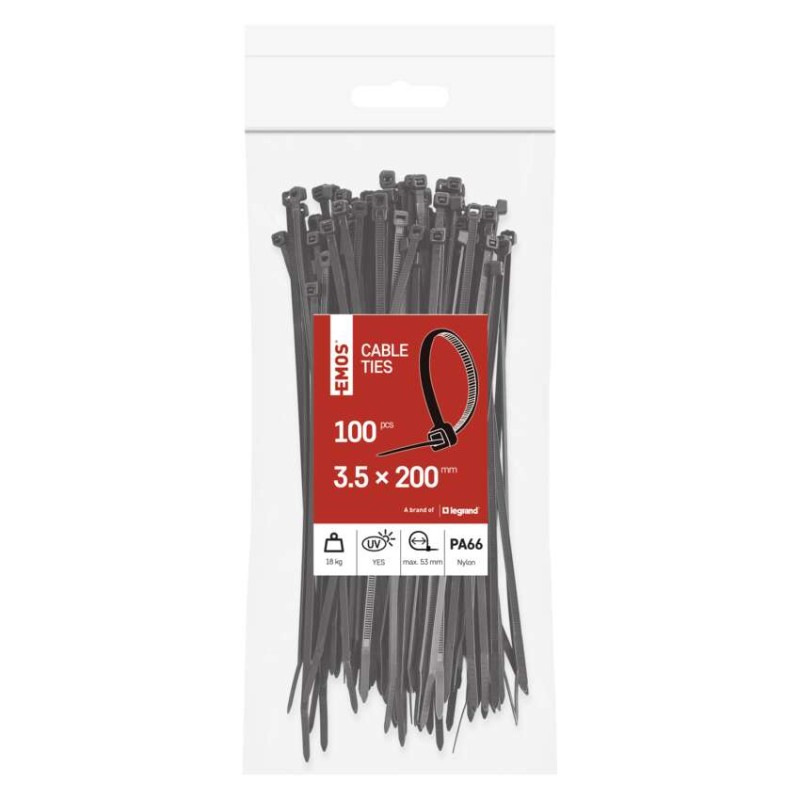 Sťahovacia páska 200×3,5, čierna, 100 ks 1
