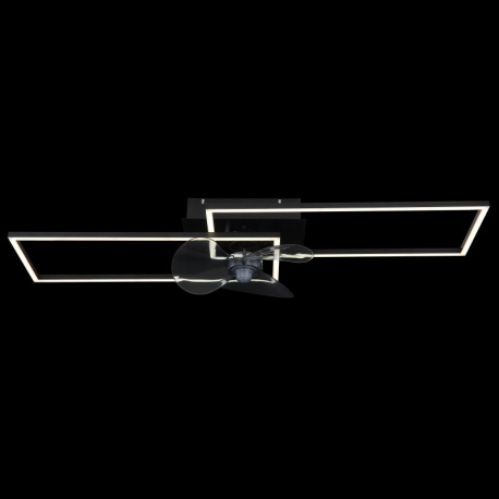 Stropný ventilátor, kov/hliník čierny matný, plast biely/dymový, stmievateľný, niekoľko úrovní cez n 5