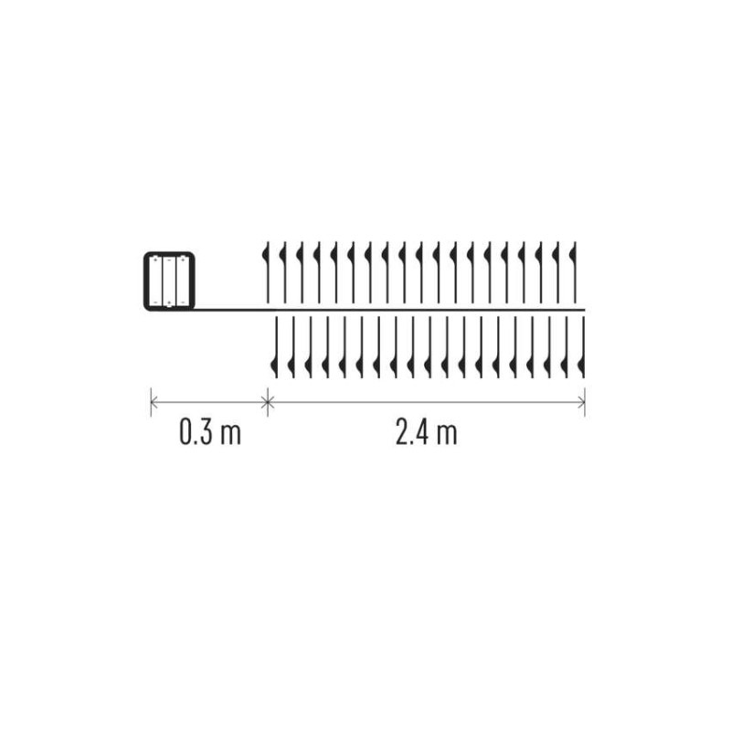 LED vianočná nano reťaz – ježko, 2,4 m, 3x AA, vnútorný, studená biela, časovač 2