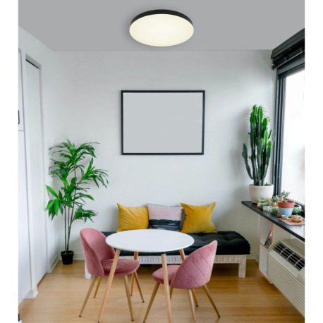 Stropné svietidlo, plast čierny, biely, posuvný prepínač, fixácia farieb, ø: 500 mm, V: 45 mm, vráta 1