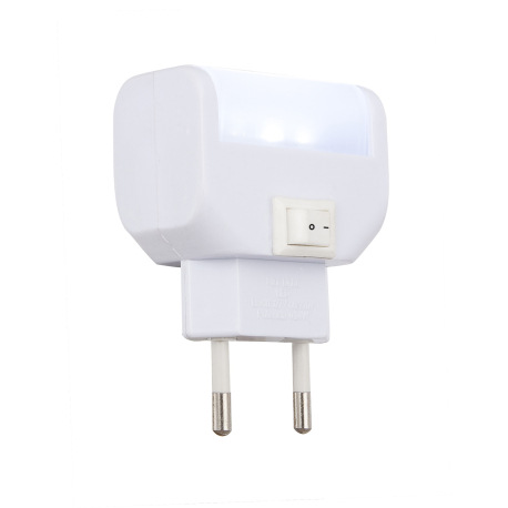 Svietidlo do zásuvky, plast biely, plast satinovaný, vypínač, DxŠxV: 47x25x70, vrátane 4xLED 0,06W 2