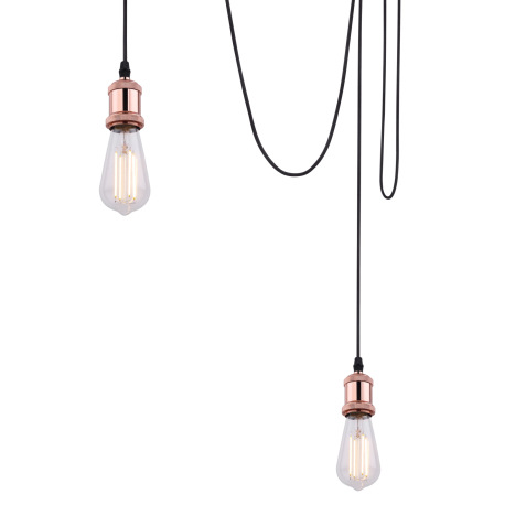 Závesné svietidlo, medený kov, 3 textilné káble po 2m, Ø117, V:2000, bez žiaroviek 3xE27, max. 40W 2 4