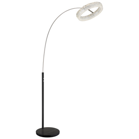 Stojacia lampa, matný čierny kov, číry akryl, číre sklenené kryštály, čierny PVC kábel, dotykové zap 17