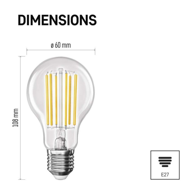 LED žiarovka Filament A60 A CLASS / E27 / 7,2 W (100 W) / 1521 lm / neutrálna biela 6