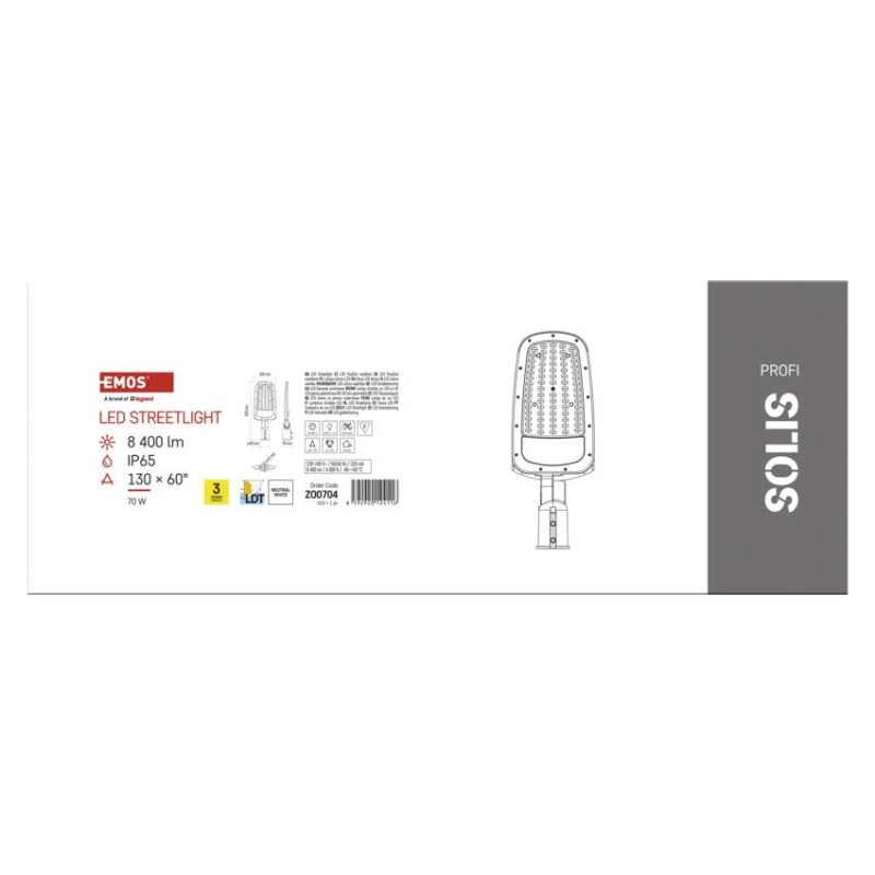 Pouličné verejné LED svietidlo SOLIS 70W, 8400 lm, neutrálna biela 11