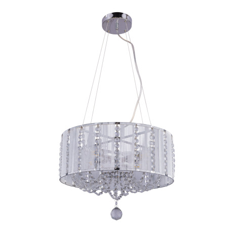 Závesné svietidlo, chróm, strieborné kovové tyče, K5 krištále priehľadné, Ø400, V:1300, bez žiarovie 10