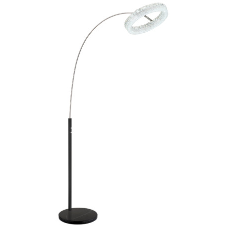 Stojacia lampa, matný čierny kov, číry akryl, číre sklenené kryštály, čierny PVC kábel, dotykové zap 6