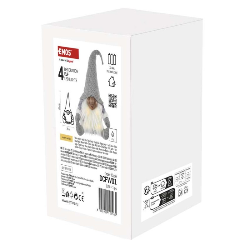 LED vianočný škriatok, 35 cm, 3× AA, vnút., teplá biela 1