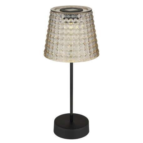 Solárne svietidlo, plast čierny, plast dymový, vypínač, vrátane batérií 40mAh 1.2V, IP44, tienidlo s