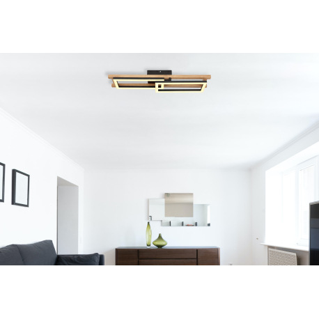 Stropné svietidlo, kov čierny, MDF tmavohnedý, plast biely, otočné, DxŠxV:690x365x105mm, vrátane LED 1