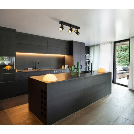 Stropné svietidlo, kov čierny, hliník medený a čierny, plast dymový, DxŠxV: 410x60x120mm, bez žiarov 11