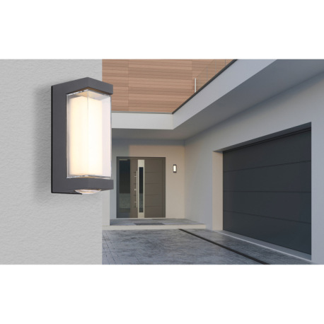 Vonkajšie svietidlo, hliník antracit matný, akryl transparentný, plast biely, IP54, ŠxV: 75x187mm, H 11